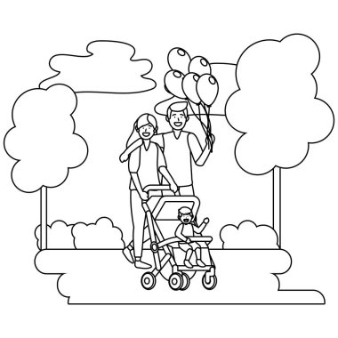 bebek arabası siyah ve beyaz çift