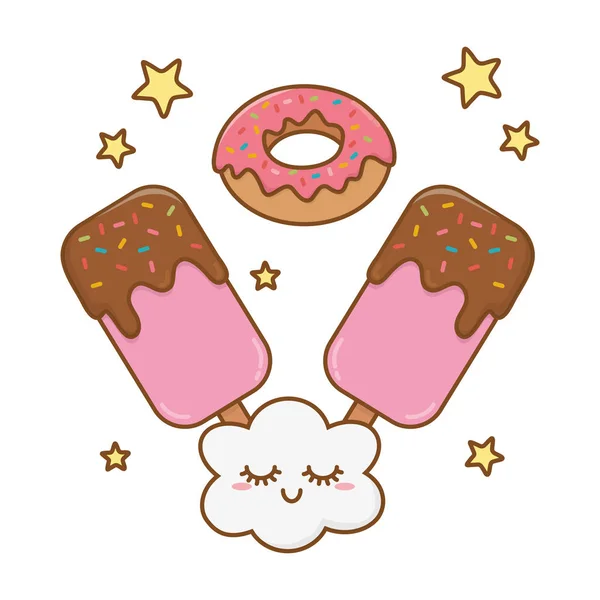 Ice lolly en donut — Stockvector