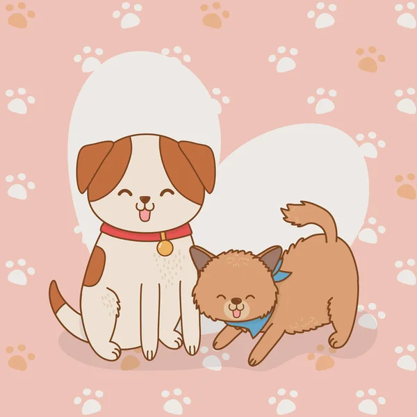 Aranyos kis kutyuska és Kitty kabalái — Stock Vector