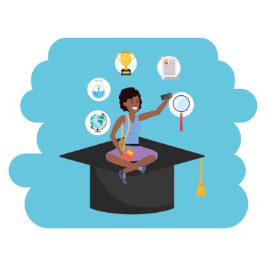Online eğitim bin yıllık öğrenci akademik şapka