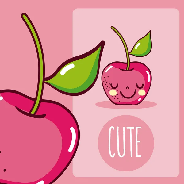 Cherry cute cartoon — Stock Vector