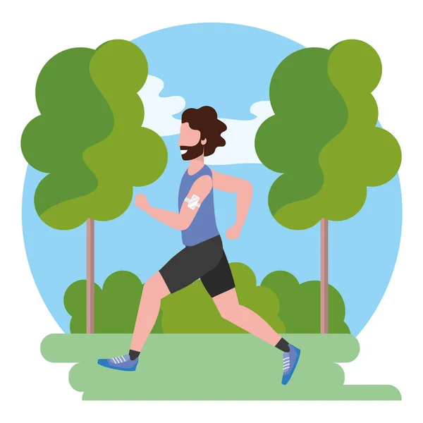 Fitness deporte tren dibujos animados — Vector de stock