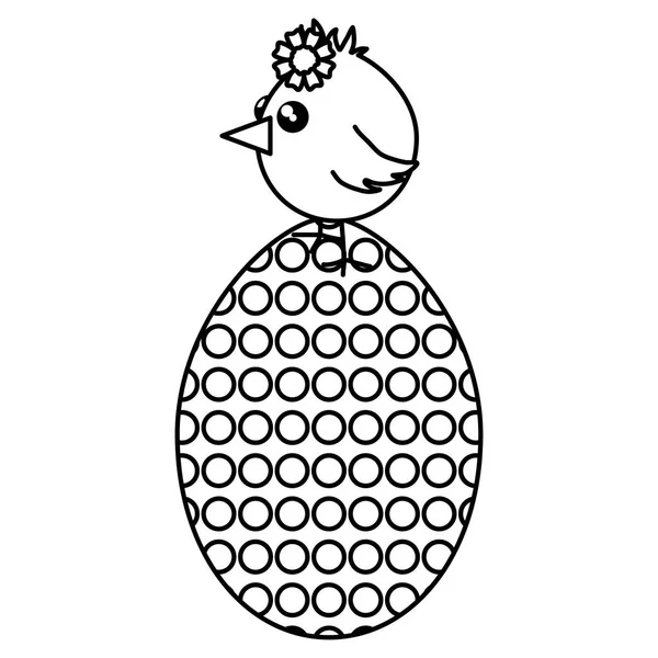 Ei geschilderd met kleine Chick Paasviering — Stockvector