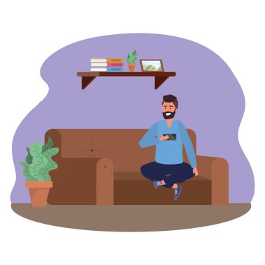 Bin yıllık kanepe akıllı telefon oturma