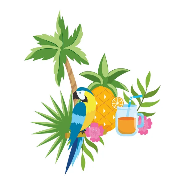 Lindo loro tropical de dibujos animados — Vector de stock