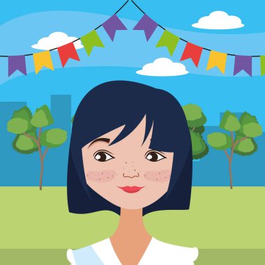 Genç kadın çizgi film