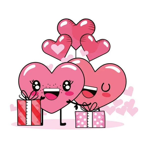 Amour coeur couple dessin animé — Image vectorielle