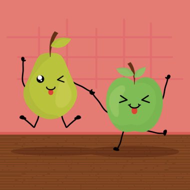 taze meyve kawaii karakterler