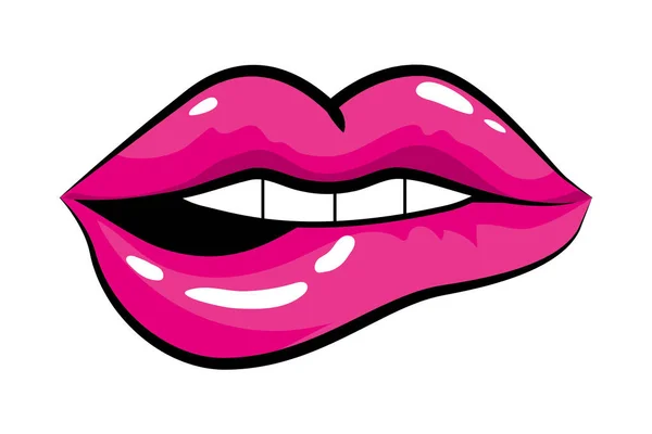 Pop art bande dessinée lèvres dessin animé — Image vectorielle
