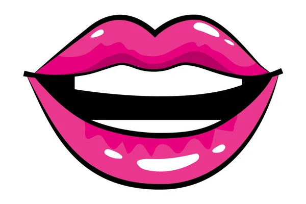 Popart komische lippen cartoon — Stockvector