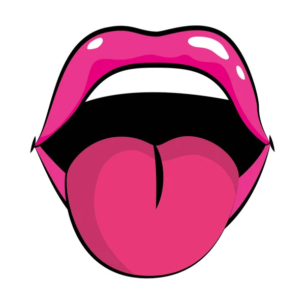 Pop art bande dessinée lèvres dessin animé — Image vectorielle
