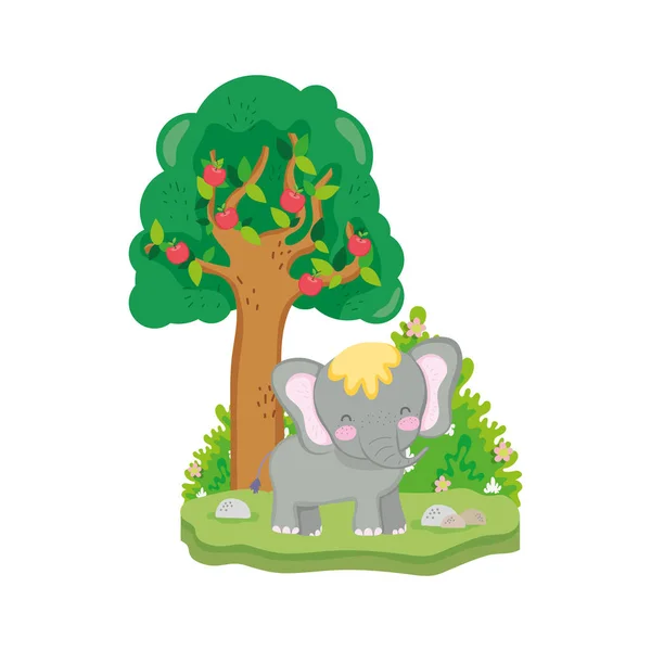 Lucu dan karakter gajah kecil - Stok Vektor