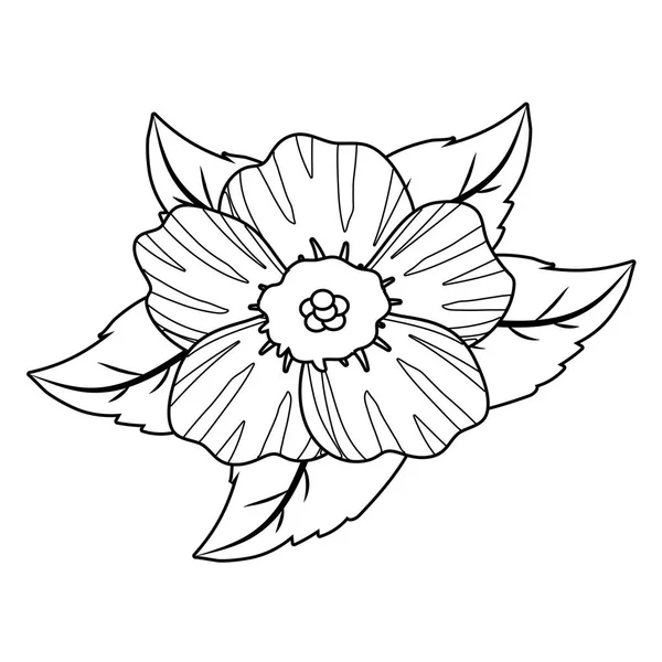 Квітковий тропічний мультфільм в чорно-білому — стоковий вектор