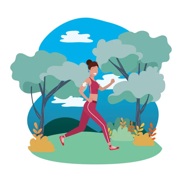Femme courir avec des vêtements de sport — Image vectorielle