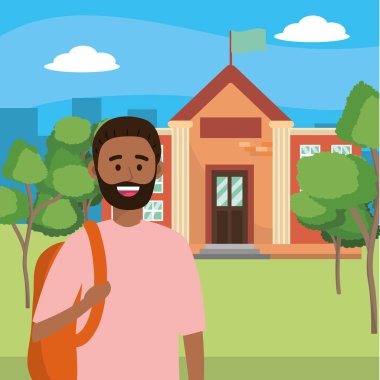 Genç mutlu adam çizgi film