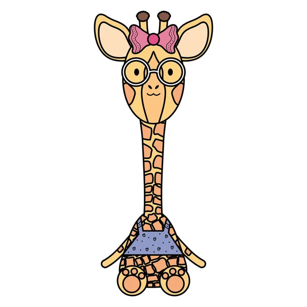 Linda jirafa femenina carácter infantil — Vector de stock