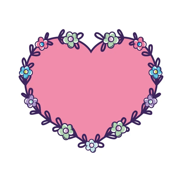 Decoración floral con forma de corazón — Vector de stock