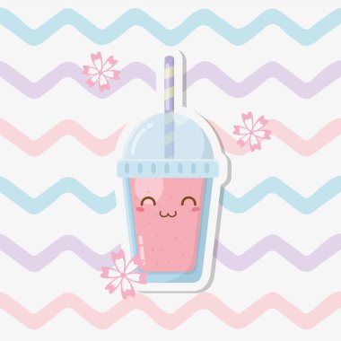 saman kawaii karakteri ile taze meyve sorbe