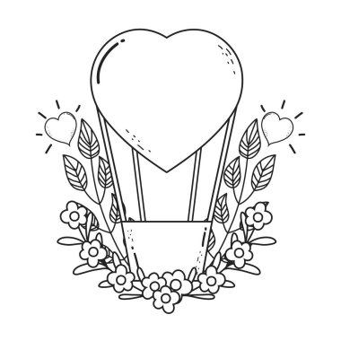 kalp şekli ve çiçek dekorasyonu ile balon hava sıcak