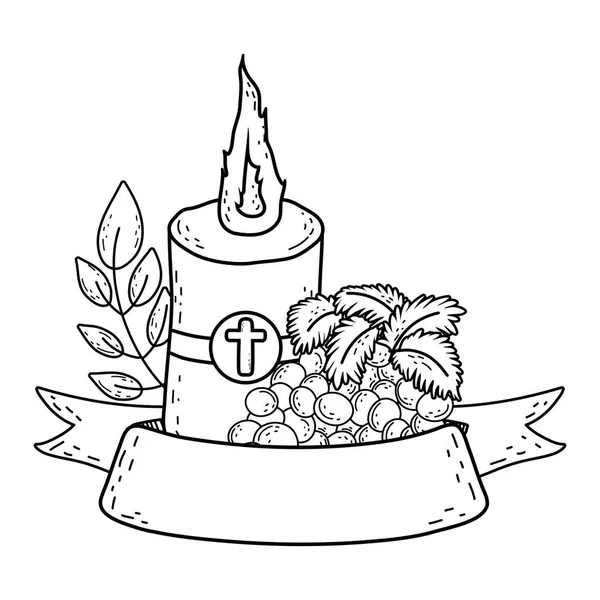 Vela pascual sagrada con frutos de uva — Vector de stock