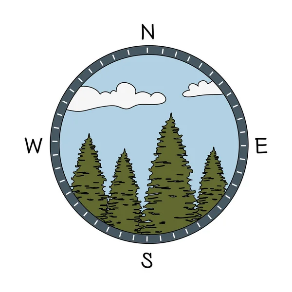 Pinos árboles bosque escena — Archivo Imágenes Vectoriales