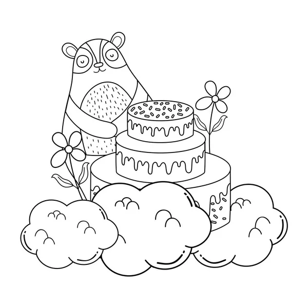 Tatlı kek ile sevimli ayı — Stok Vektör