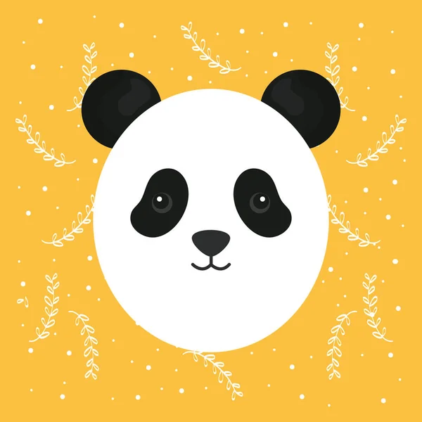 Lindo oso panda cabeza infantil carácter — Vector de stock