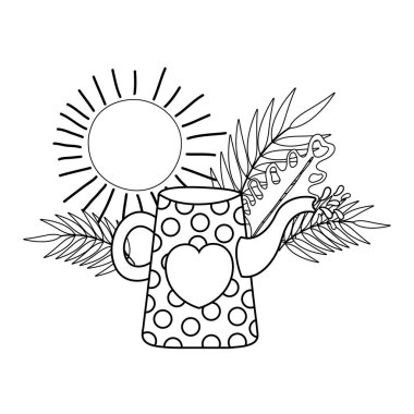 çiçek ve güneş ile sevimli bahçe sprinkler