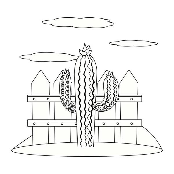 Cactus dibujos animados al aire libre — Vector de stock