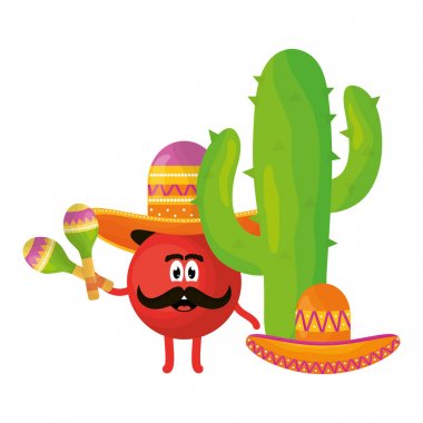 şapka ve kaktüs karakteri ile meksika emoji