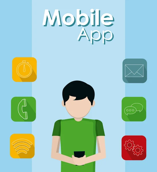 Tecnologia delle app mobili — Vettoriale Stock