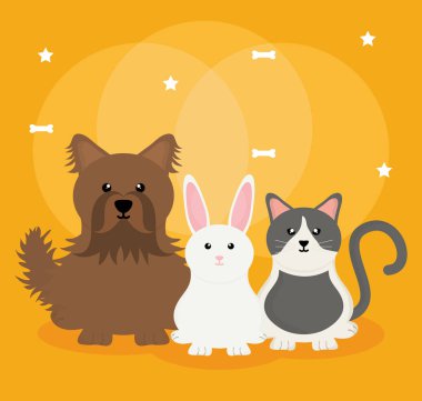 sevimli evcil hayvan karakterleri grubu