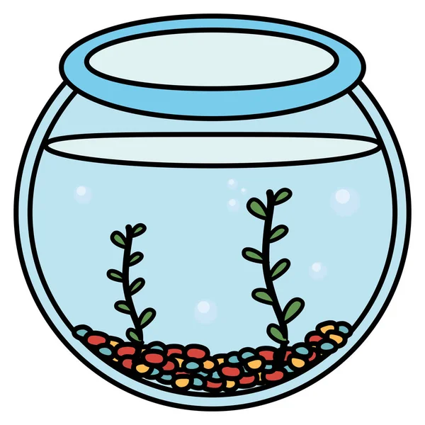 Aquarium Bowl glas met zeewier — Stockvector