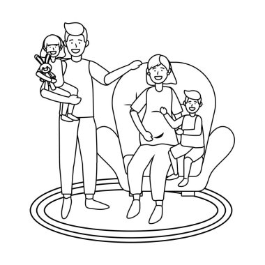 Aile avatar çizgi film karakteri siyah ve beyaz