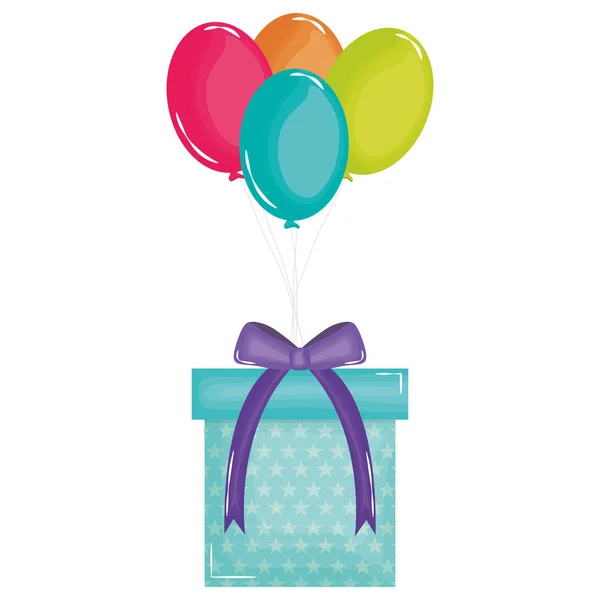 Coffret cadeau avec ballons air flottant — Image vectorielle