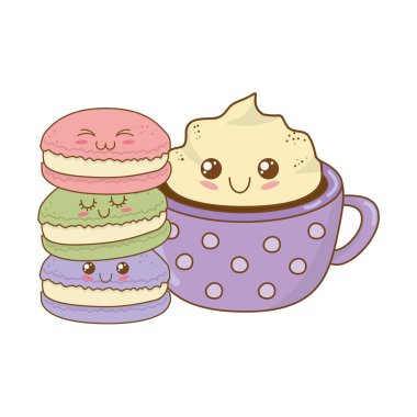 çikolata kupa pasta kawaii karakterlerle tatlı kurabiye