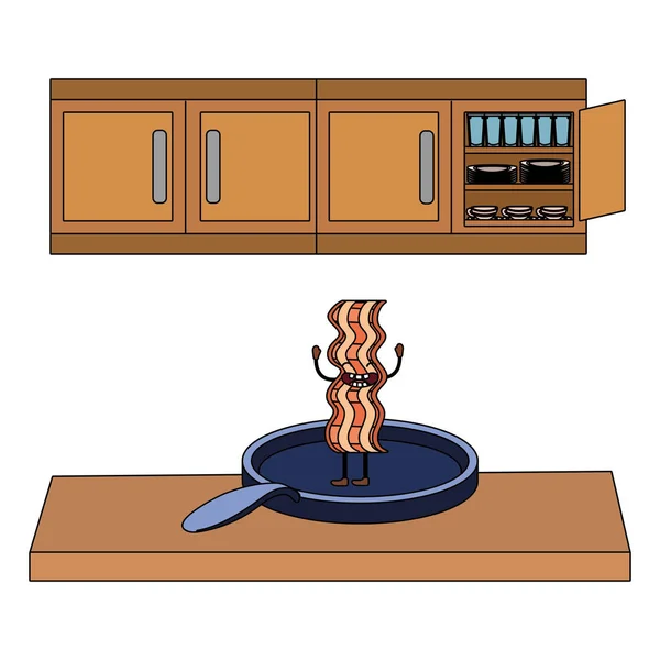 Köstliche Kawaii Speck Cartoon — Stockvektor