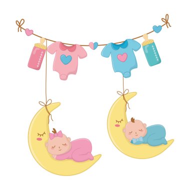 ay üzerinde uyuyan bebekler