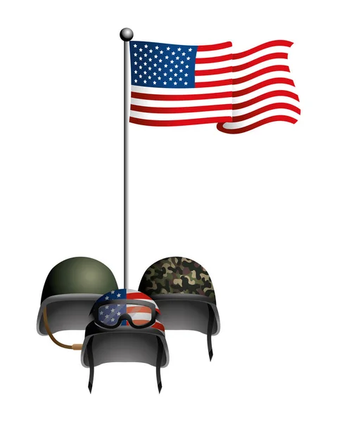 Єдиний державний прапор з військовим шоломом — стоковий вектор