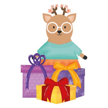 doğum günü partisinde hediye kutuları ile sevimli reinder