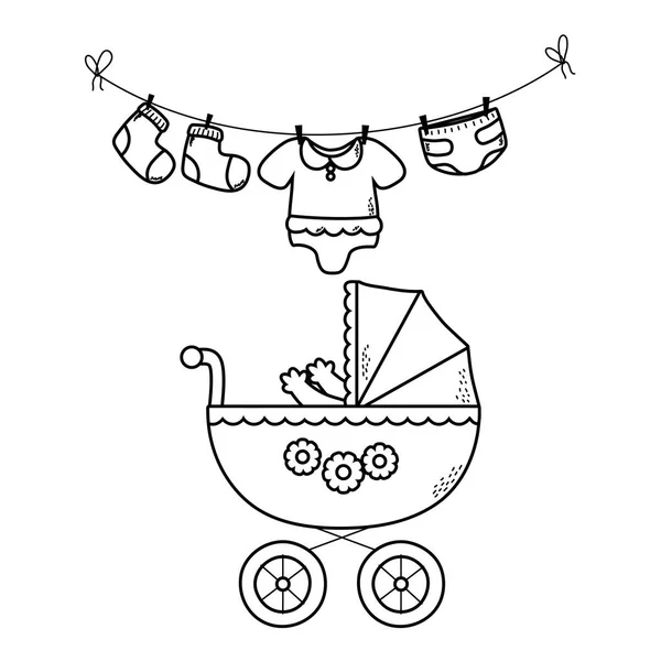 Schattige baby douche cartoon — Stockvector