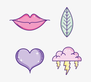 Sevimli feminist karikatürler seti