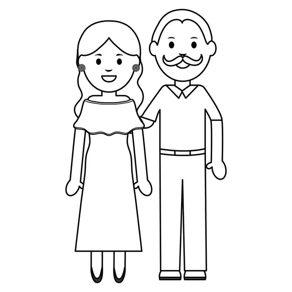 Traditional mexicans couple characters — Stock Vector