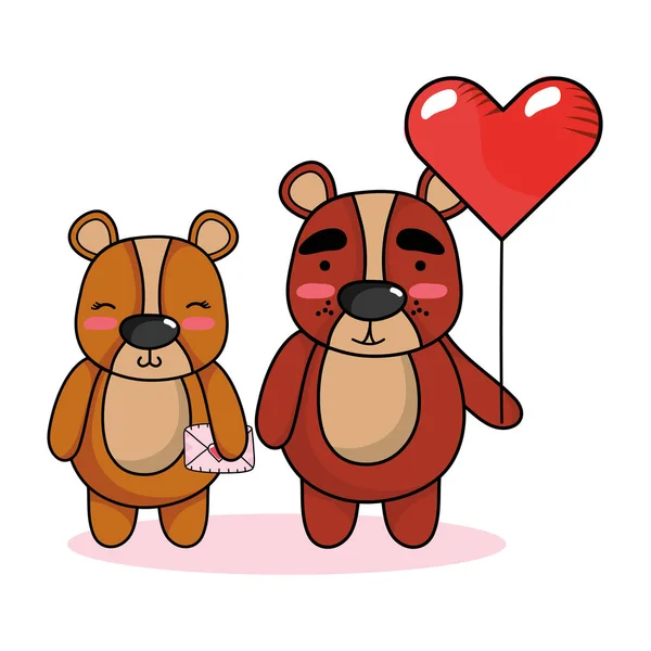 Liefde en dieren cartoons — Stockvector