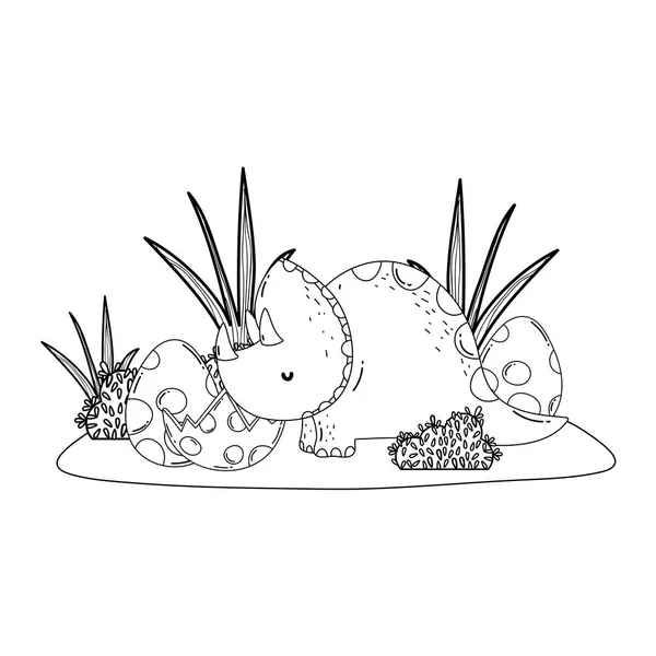 Милые трицератопсы со сценой с яйцами — стоковый вектор