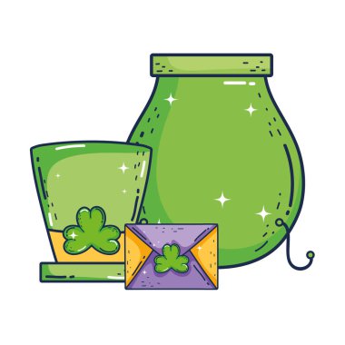 Clover ve Kazan St Patrick davetiye ile zarf