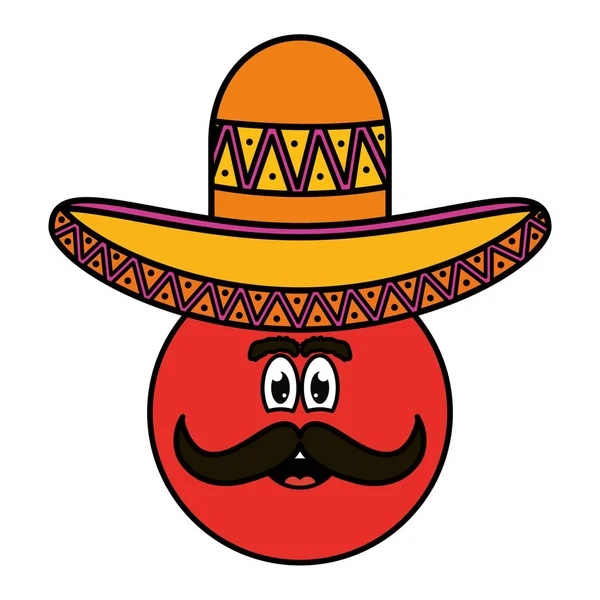 Mexikanisches Emoji mit Hut-Charakter — Stockvektor