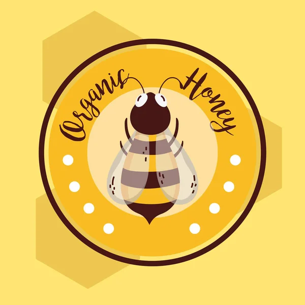 Organic honey round label — Stock Vector