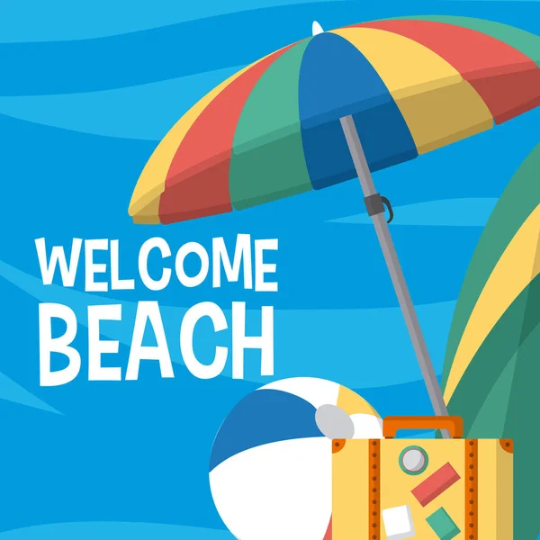 Hoş geldiniz plaj kartı — Stok Vektör
