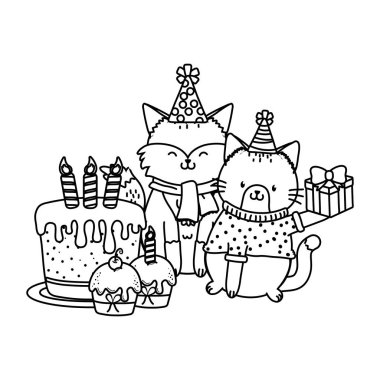 Sevimli güzel hayvanlar karikatür